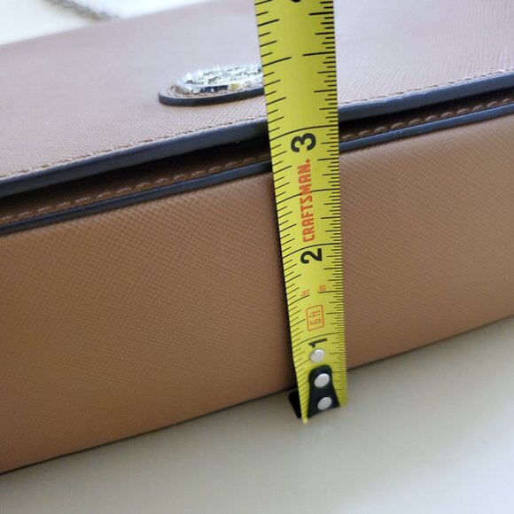 Tory Burch Robinson Tan Saffiano Leather Logo Shoulder Bag Chain Crossbody - Picture 14 of 15